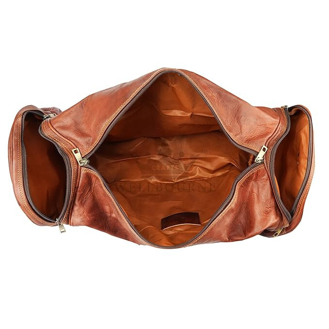 Men’s Hand Hold genuine goat leather duffel travel gym weekend overnight bag