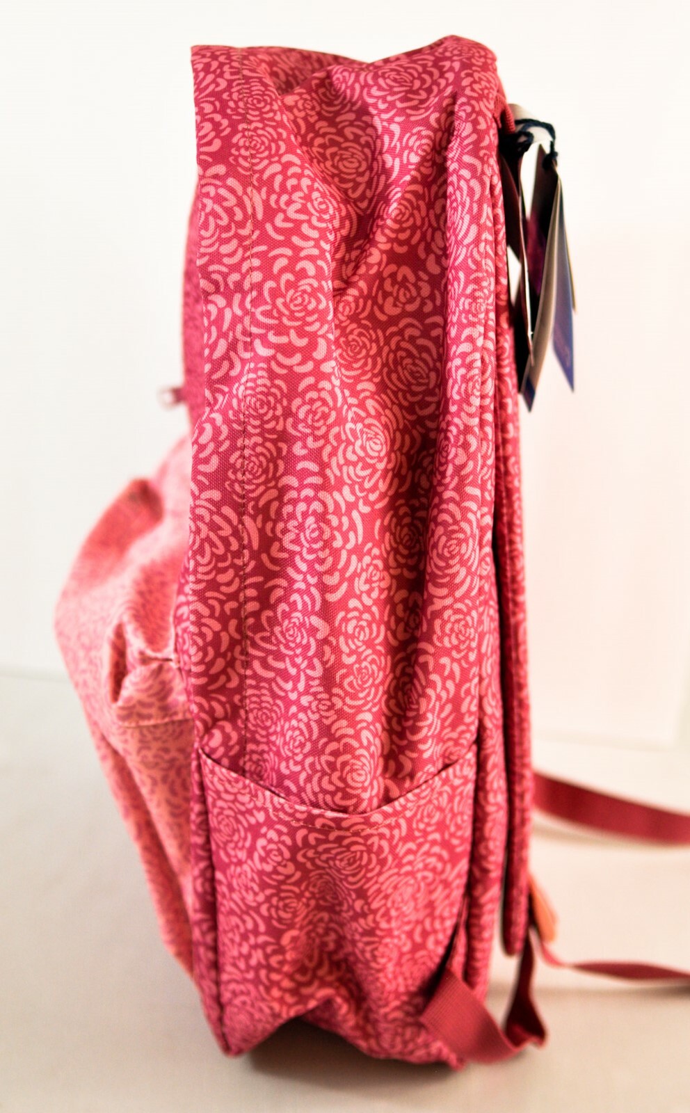 Palo backpack numerous pockets cushion straps laptop sleeve pink floral