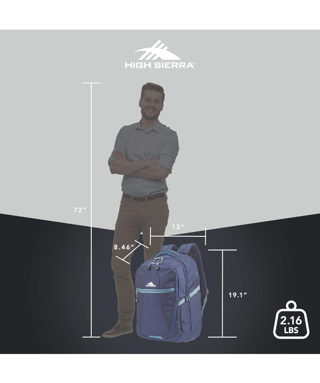 $85💥High Sierra Fairlead Travel Bag, Navy/Graphite Blue Backpack. New/Tag NICE