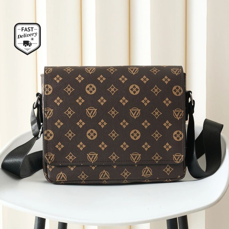 Men’s Shoulder Bag Casual Crossbody for Travel, Work, Daily Use, Brown