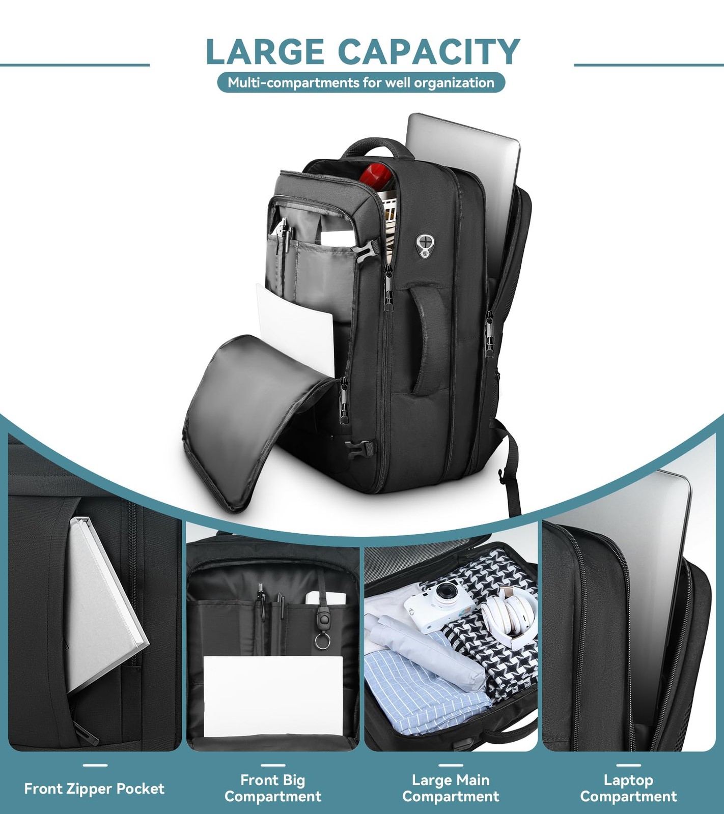 Travel Backpack, 50L Expandable Extra Large Laptop Backpack, Carry On Backpac…