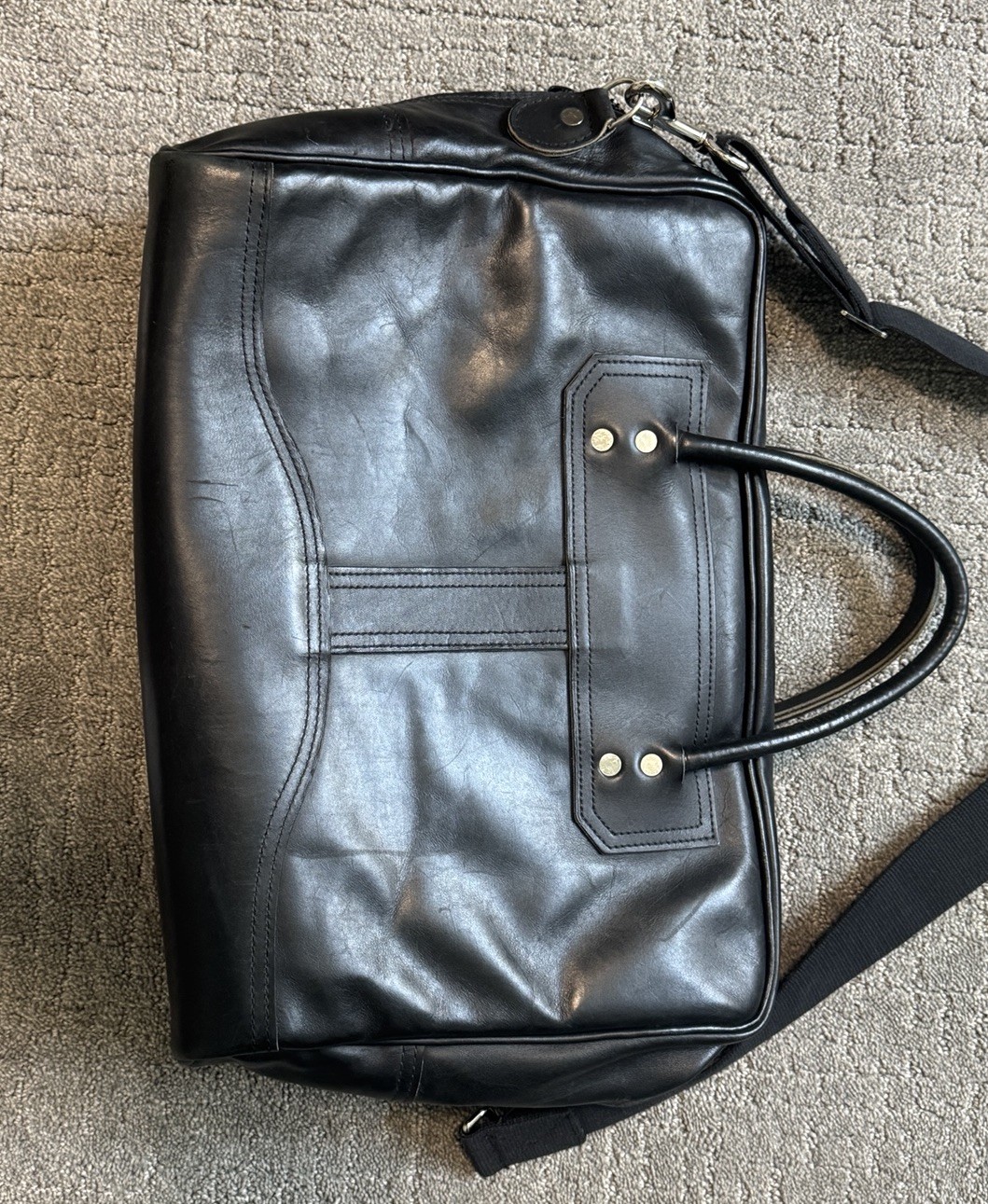 USA Made Duluth Pack Smooth Black Leather Briefcase bag