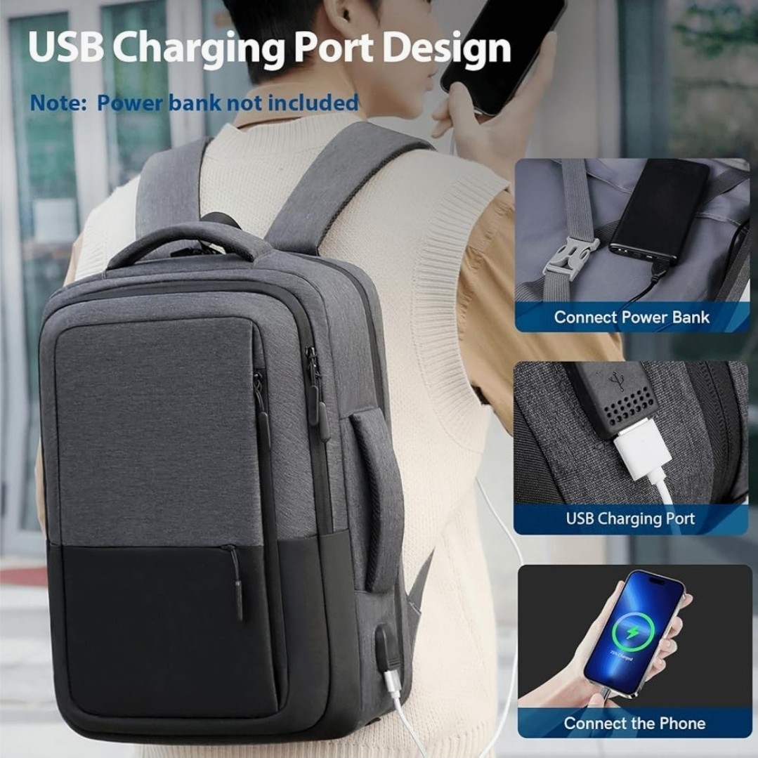 17.3″ Waterproof Laptop Backpack Travel Computer Bookbag with USB Charging Port
