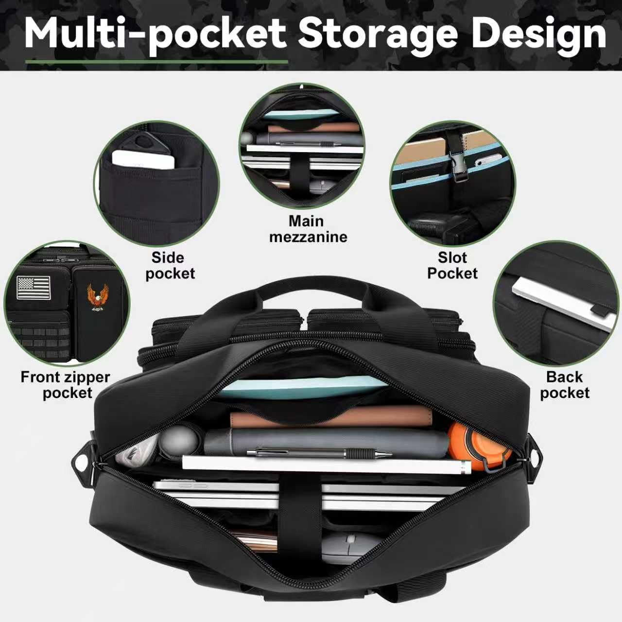 Professional Tactical Laptop Messenger Bag for Travel and Business, 15.6/18.5 In