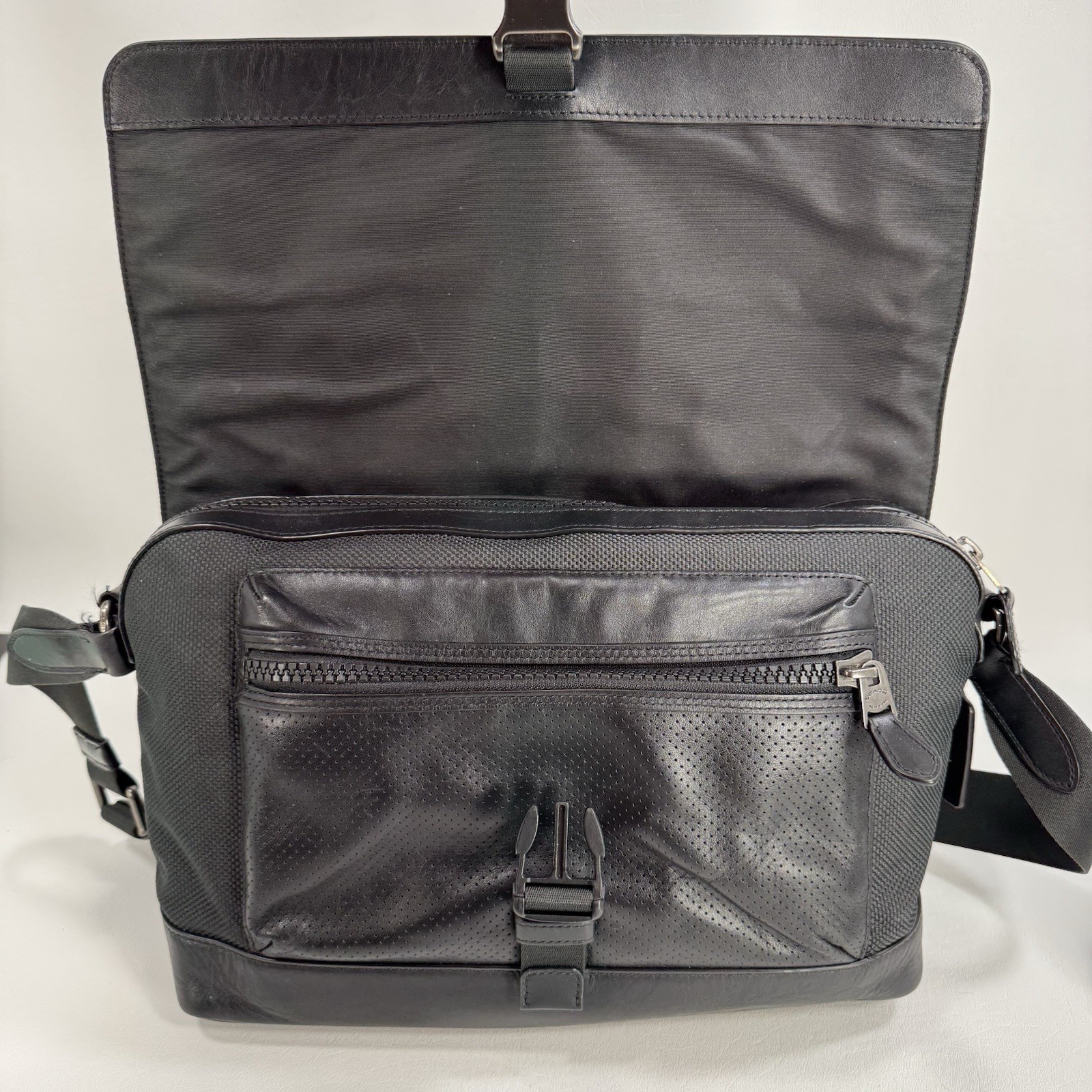 Coach F24673 Perforated Leather/Mixed Material Terrain Bike Bag Messenger