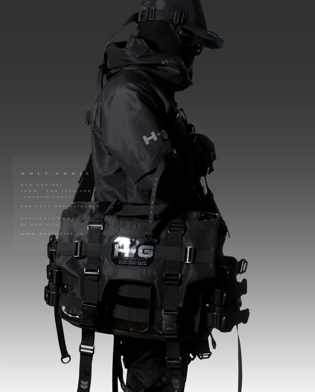 Men’s Techwear Bag Black Futuristic Messenger Crossbody HG PRO.PACK.TOR 03/GLOCK