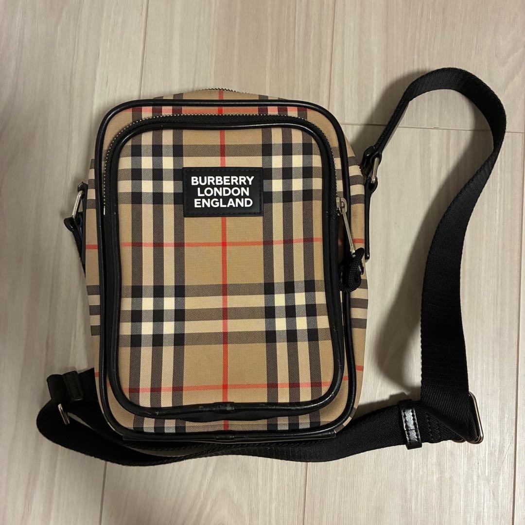 Authentic Burberry London Check Shoulder Bag 22cm x 17cm x 6cm Red Lining Damage