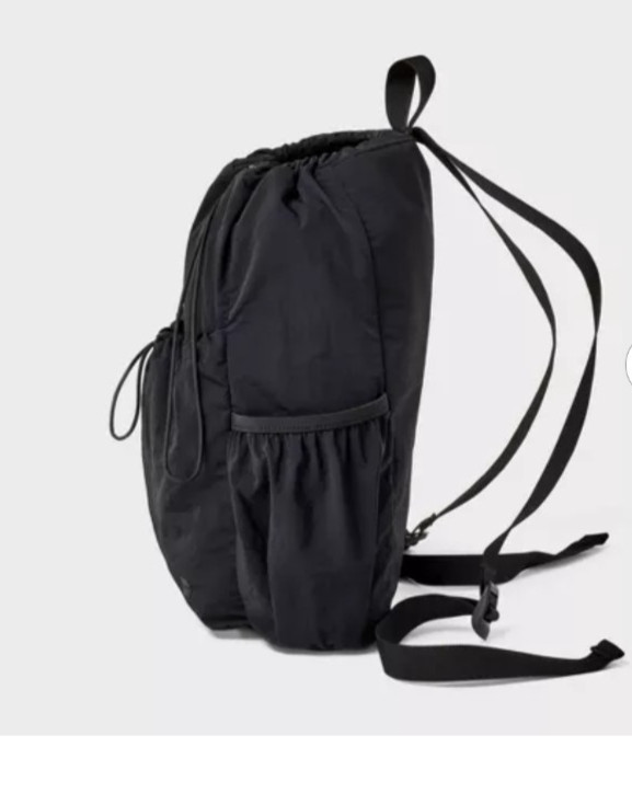 All In Motion 20L Cinch Backpack Black Lightweight Water Repellent Travel Gym