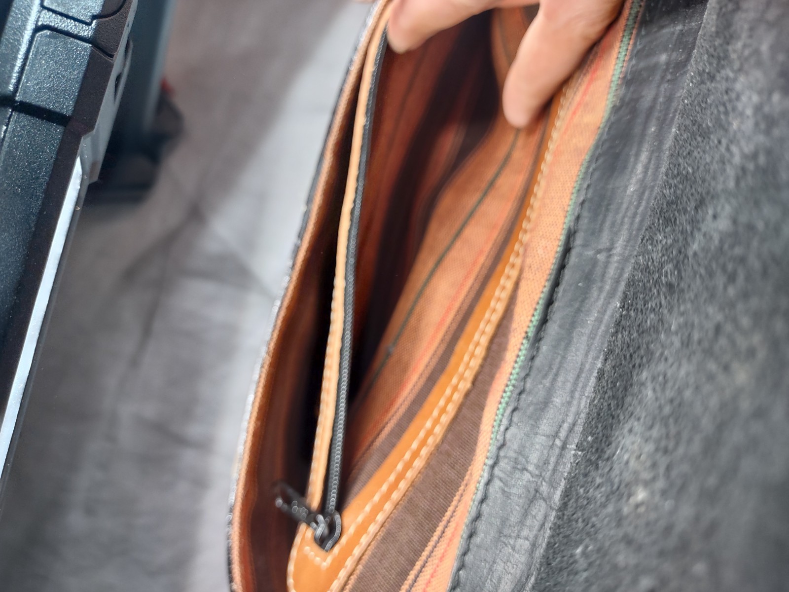 Delfina Two Tone Brown Black Leather Briefcase Messenger Bag