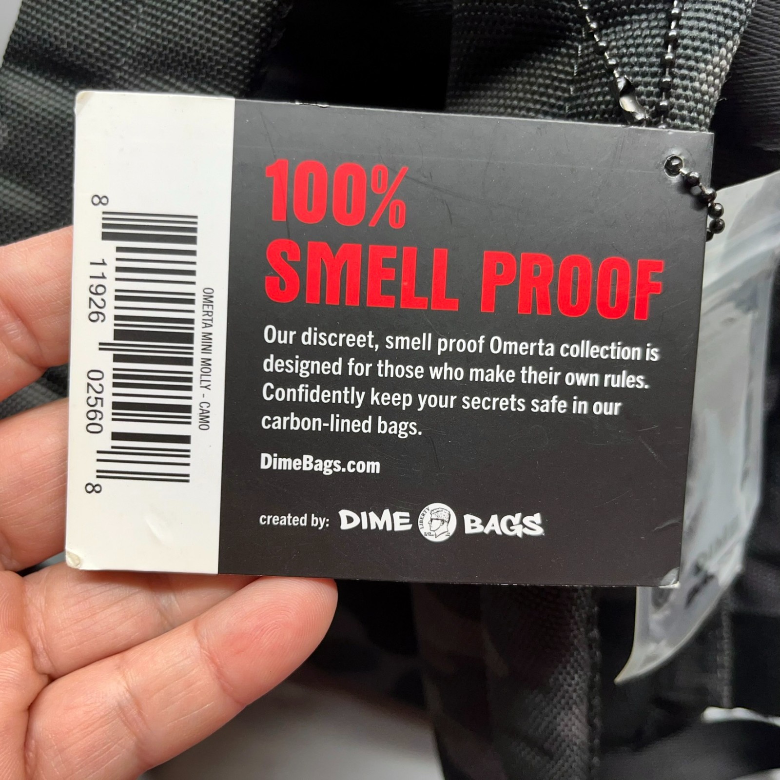 Dime Bags Omerta Mini Molly Smell Proof Backpack Camo Black & Gray Carbon Lined