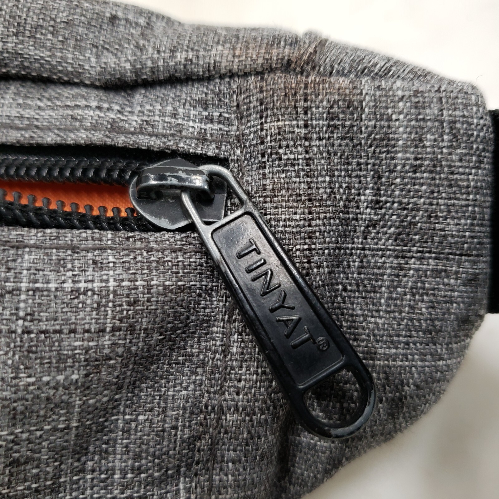 Tinyat Crossbody Bag Fanny Pack Gray/Orange Zip Across Belt Bag 10″x5″