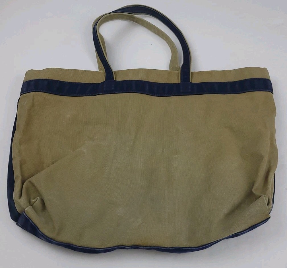 Vintage 90s Dun Mor Designs Duck Embroidered Heavy Canvas Tote Bag USA Navy Tan