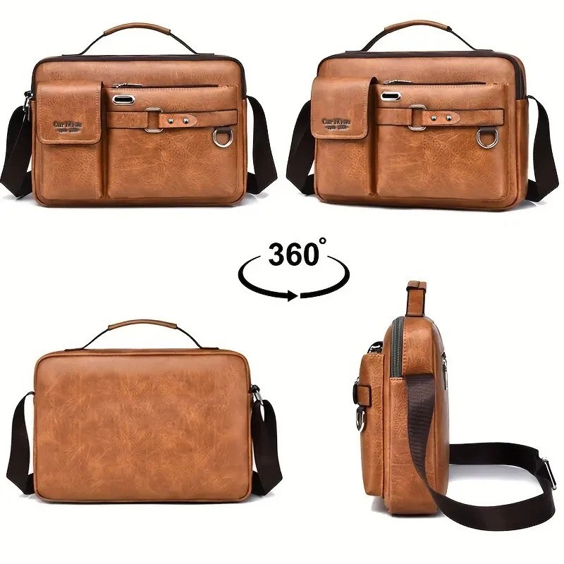 Men’s Shoulder Messenger Bag PU Handbag Business Crossbody Bag Briefcase