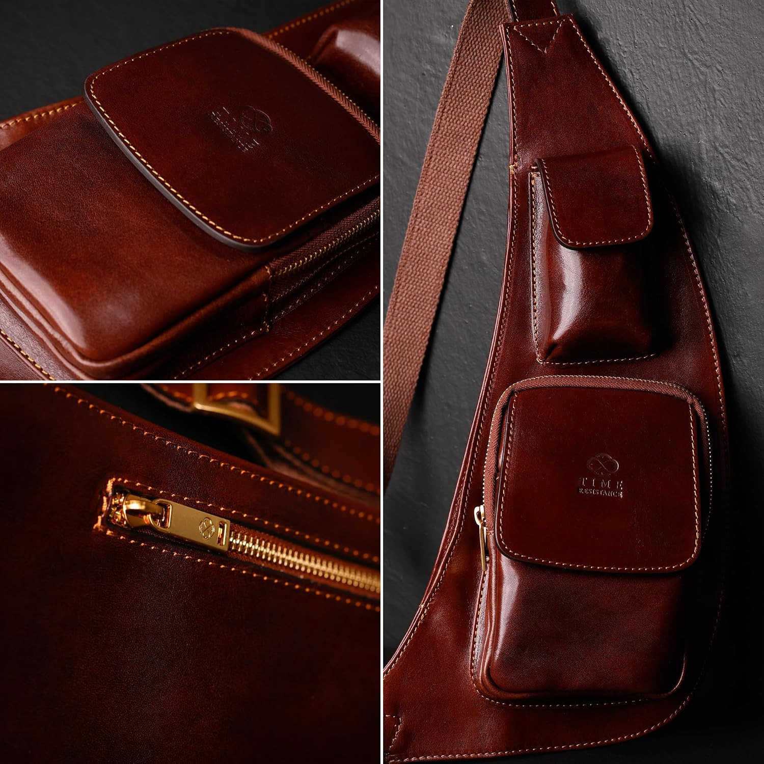 Leather Sling Bag – Crossbody Bag – Messenger Bag for Men and Women – Handmade S