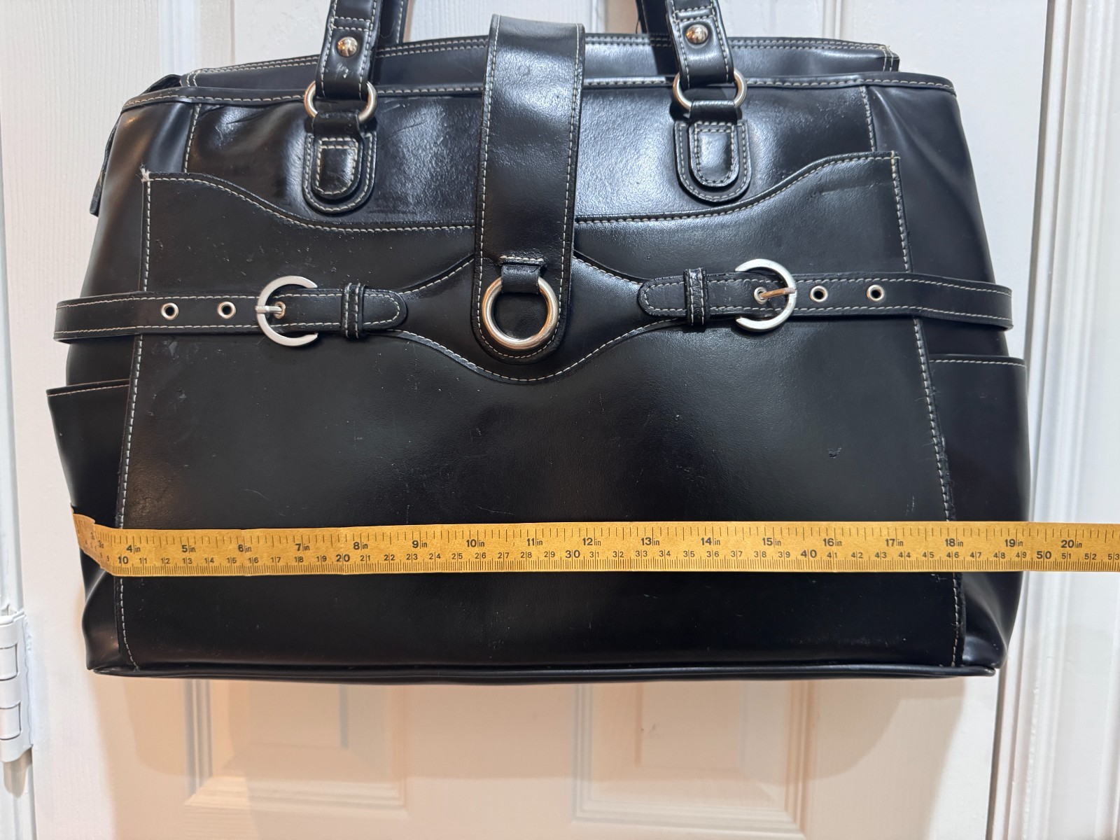 McKlein Black Leather Business Tote Laptop Briefcase Organizer 20″ x 12″