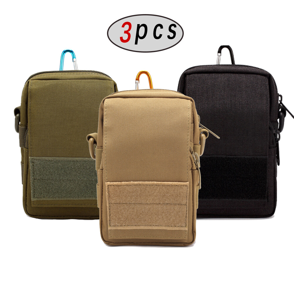 3PACK Tactical Molle Pouch Belt Fanny Waist Pack Bag Nylon Phone Organizer Pouch