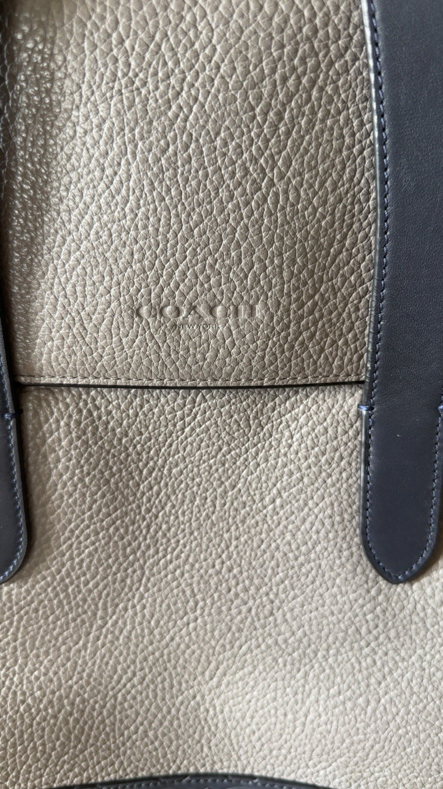 Coach Metropolitan Portfolio Briefcase Bag Gray Blue Navy Pebbled Leather $595