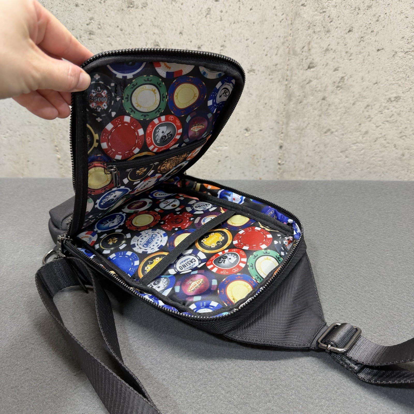 Robert Graham Mixed Media Sling Bag / Crossbody – Black Pebble Small Bag