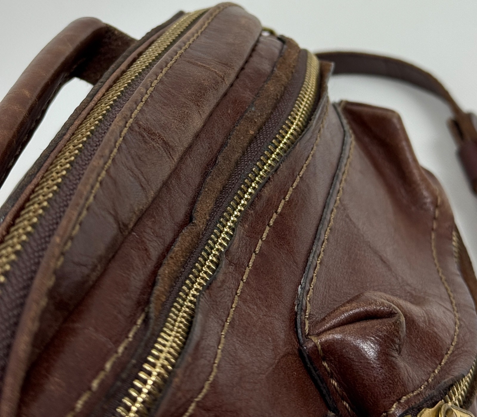 Herz Bag Leather Handmade 2way Multifunctional Shoulder Brown Unisex