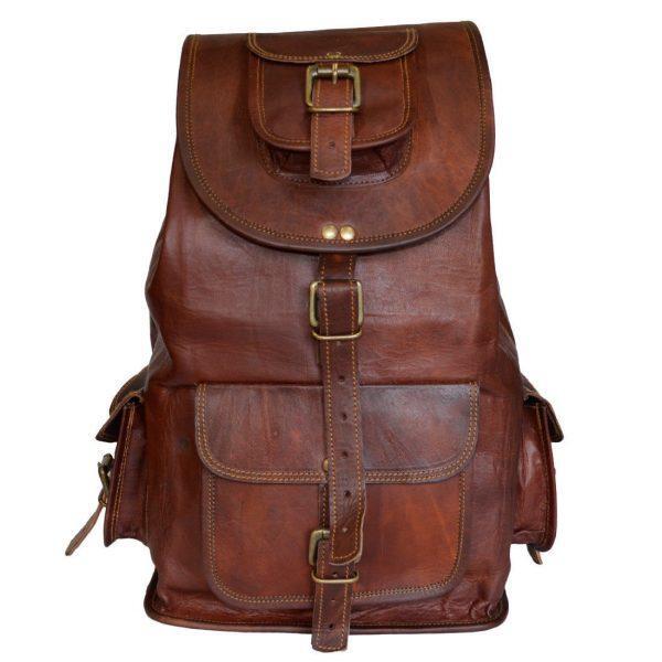 Handmade Backpack Top-Quality Genuine Vintage Leather Rucksack Travel Laptop Bag