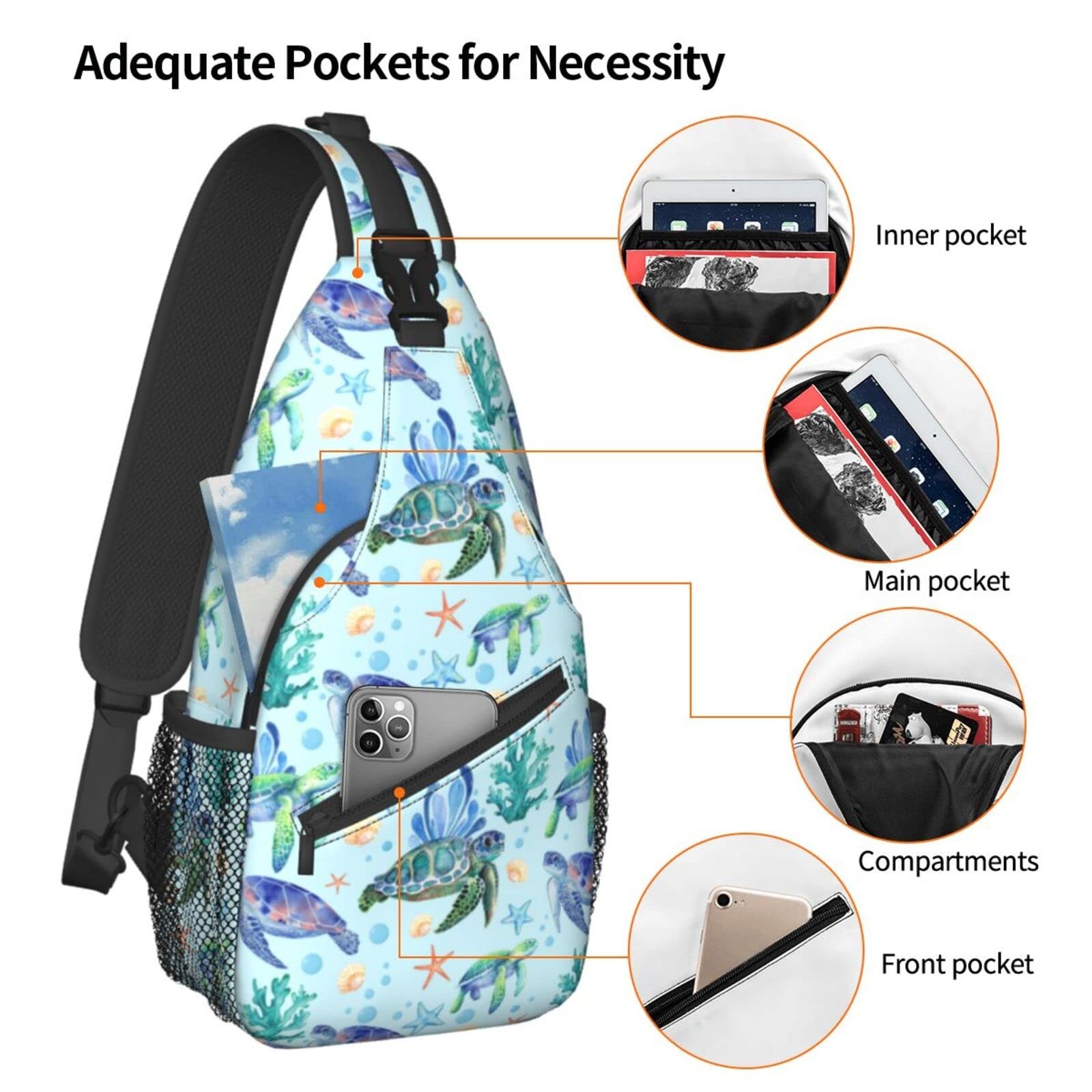 Butterflies Sling Bag Crossbody Backpack Travel Hiking Daypack Chest Shoulder