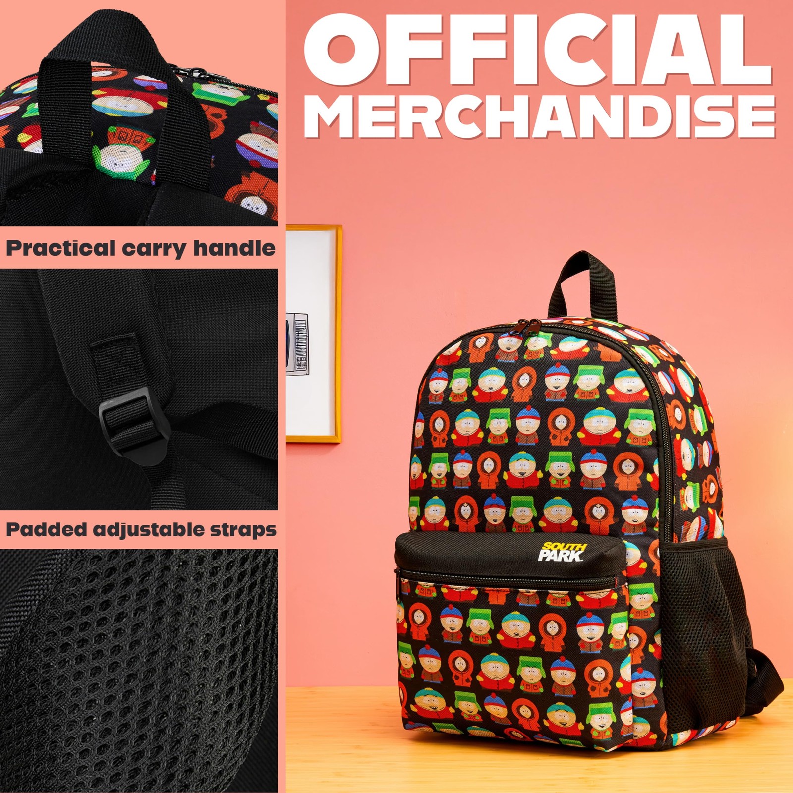 South Park Backpack for Men – All-Over Print Daypack, Gym/School Bag 22L