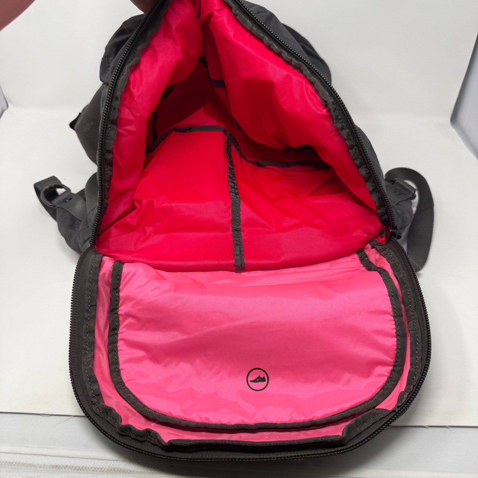 Nike Sport Backpack Grey Red Ripstop Multi-Pocket Shoe Compartment Training Bag