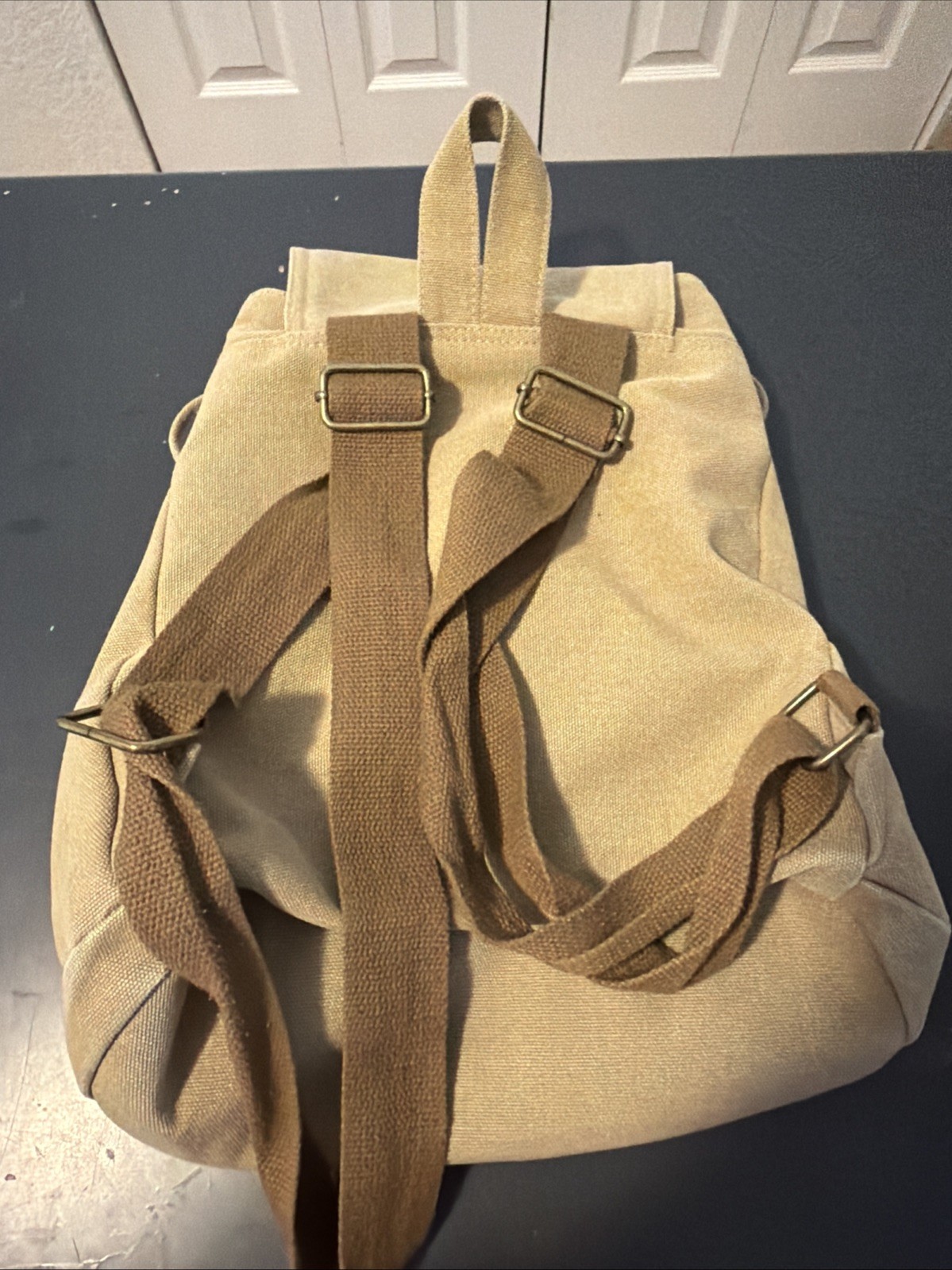 Lianshengyuan Canvas Backpack Rucksack Tan Brown Small Casual Travel School Bag