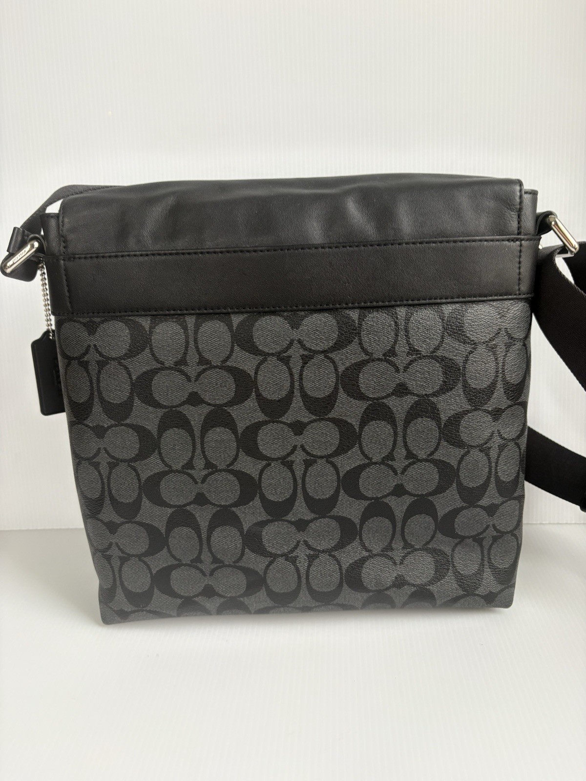 Coach F54771 Charles Small Messenger Bag Charcoal/Black EUC