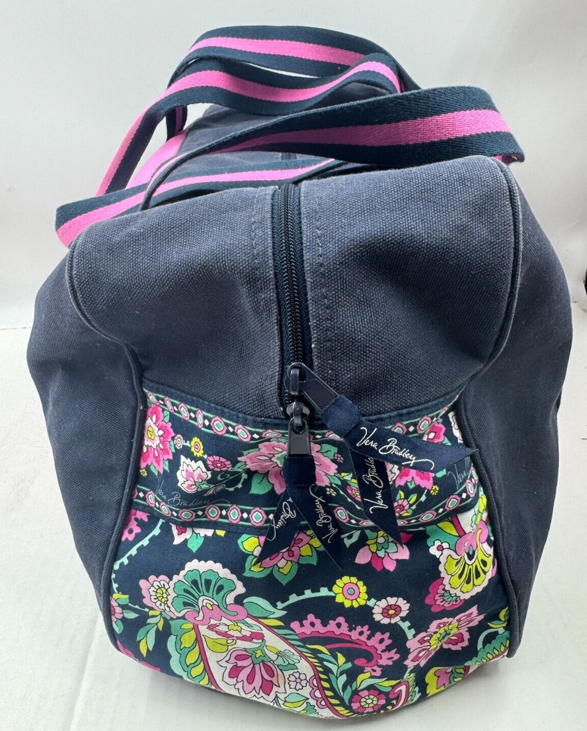 Vera Bradley Weekender Handbag Blue Pink Duffle Shoulder Bag