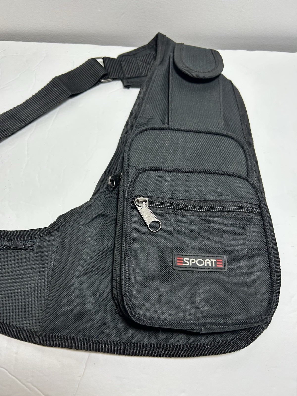 Black Canvas Slingbag/ Compact/Shoulder Strap -SPORT/Lightweight