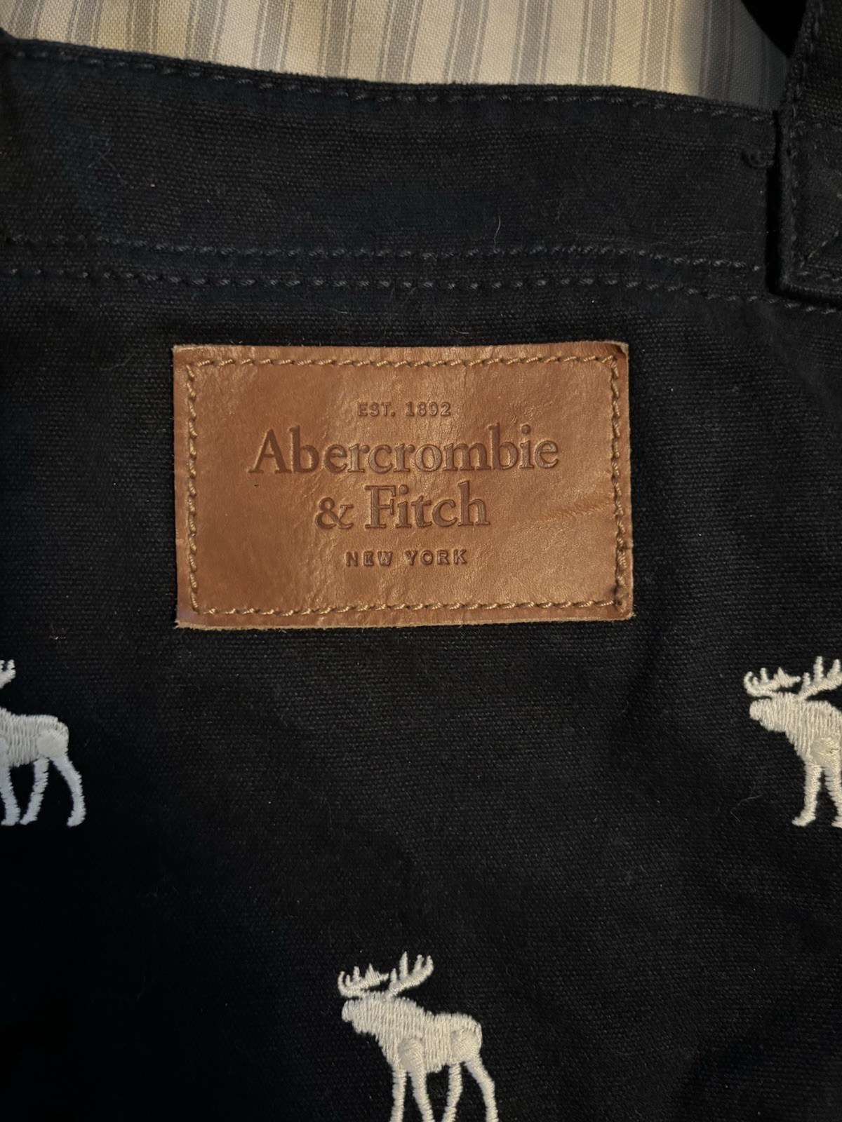 Abercrombie & Fitch Navy White Moose Animal Print Tote Bag Y2K