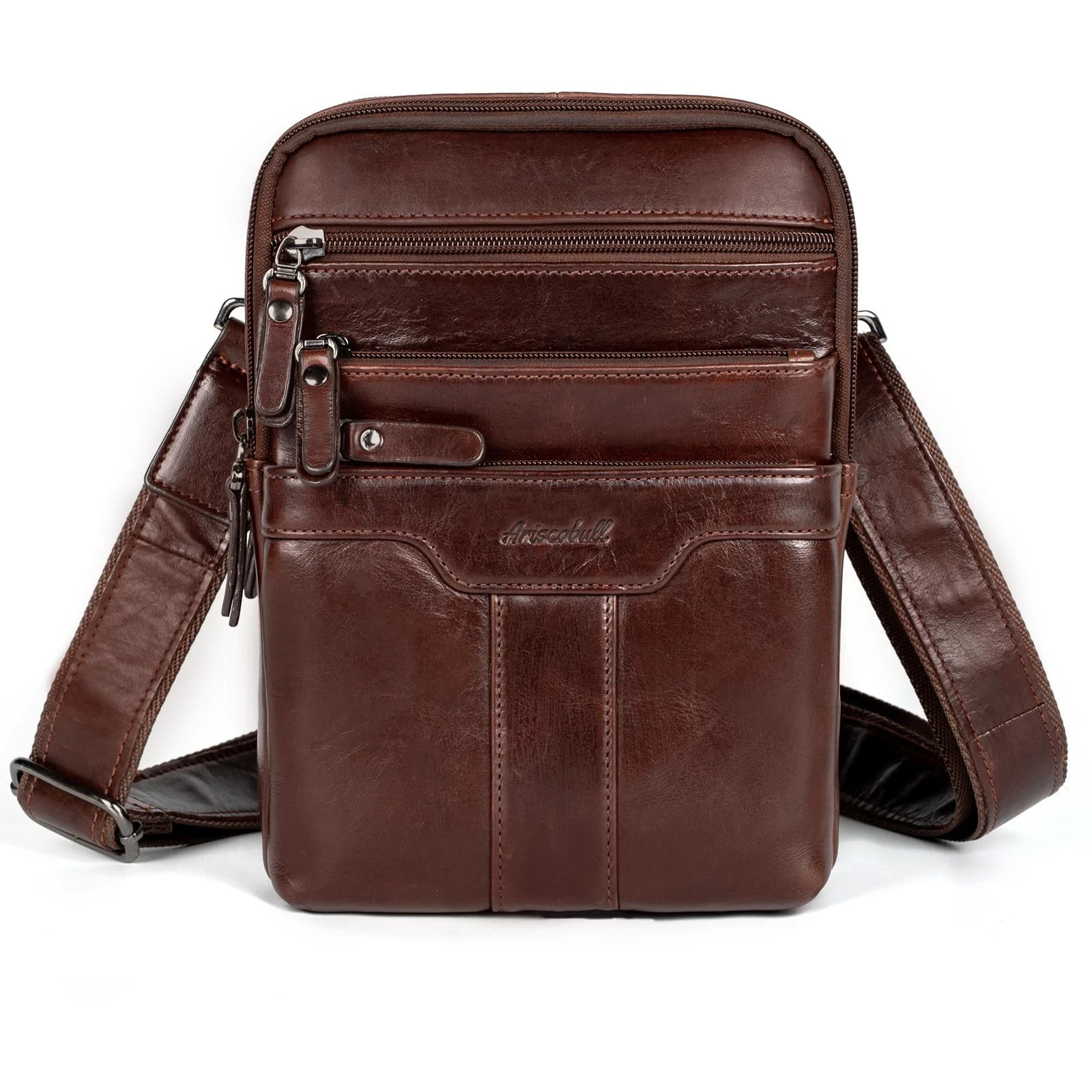 Leather Messenger Bag for Men, Small Leather Sling Shoulder Bag Messenger Pac