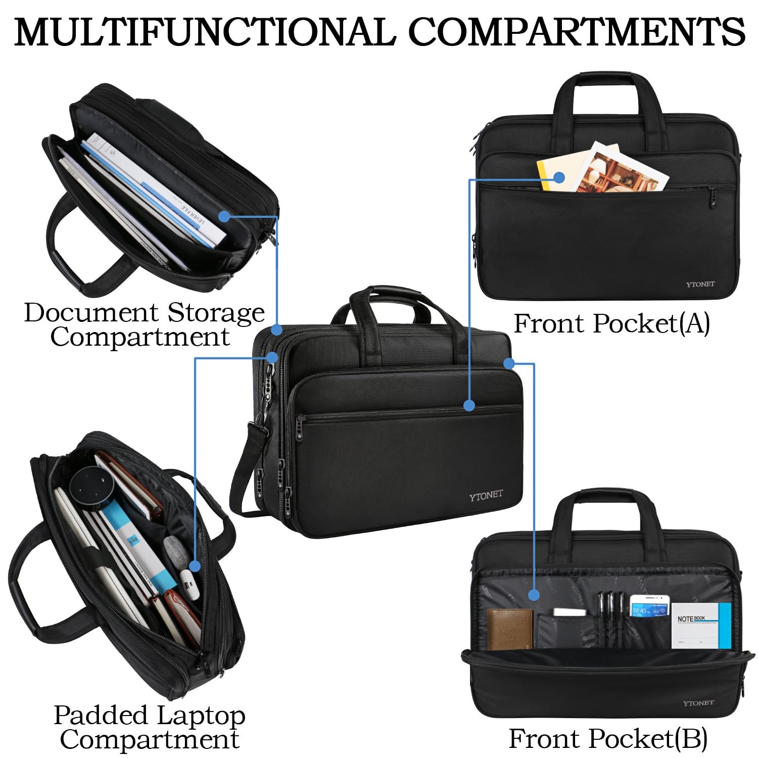 18 Inch Laptop Bag, Extra Large Briefcase for Men, Expandable Multifunctional La
