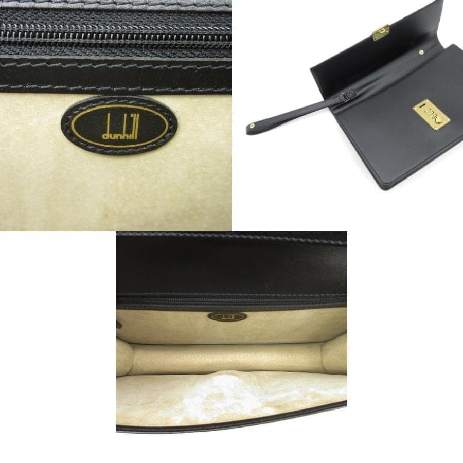 Dunhill Leather Second Bag Clutch 30-26052705 Black 17.5x27x5cm Strap 38cm