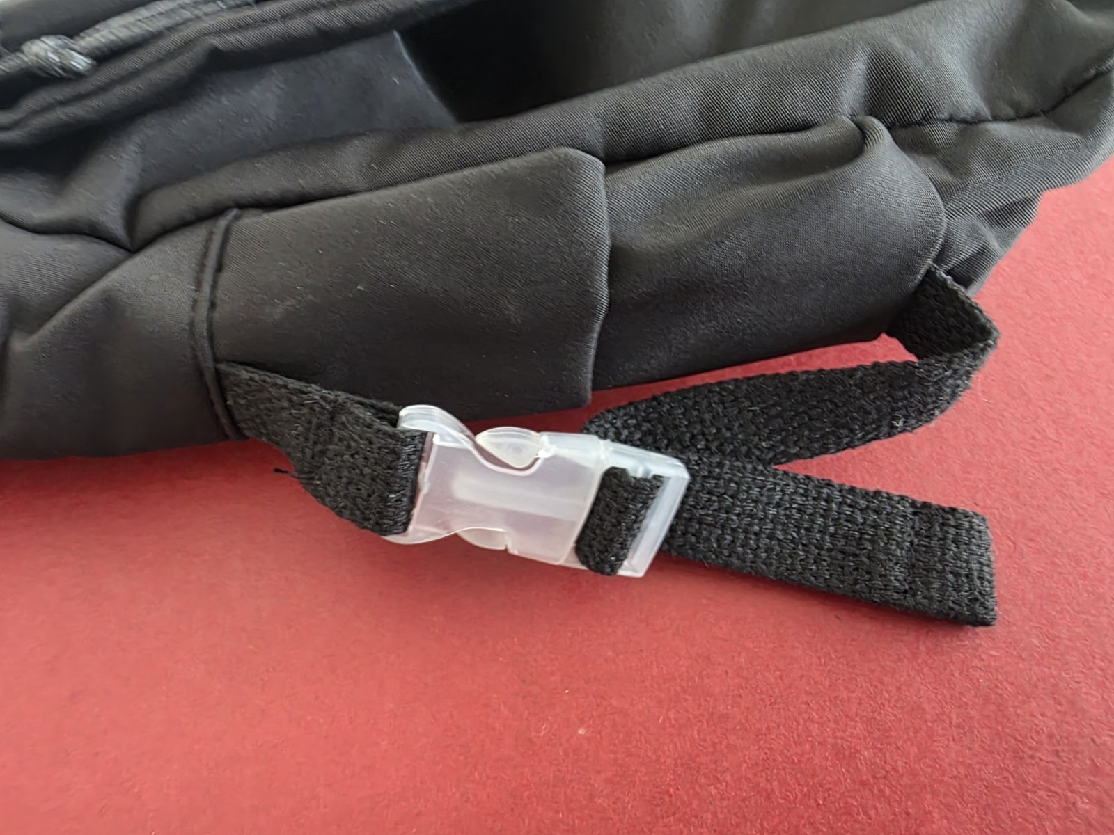 Black Crossbody Bag w/ Clear Front Pocket, Adjustable Strap, Zipper Buckle