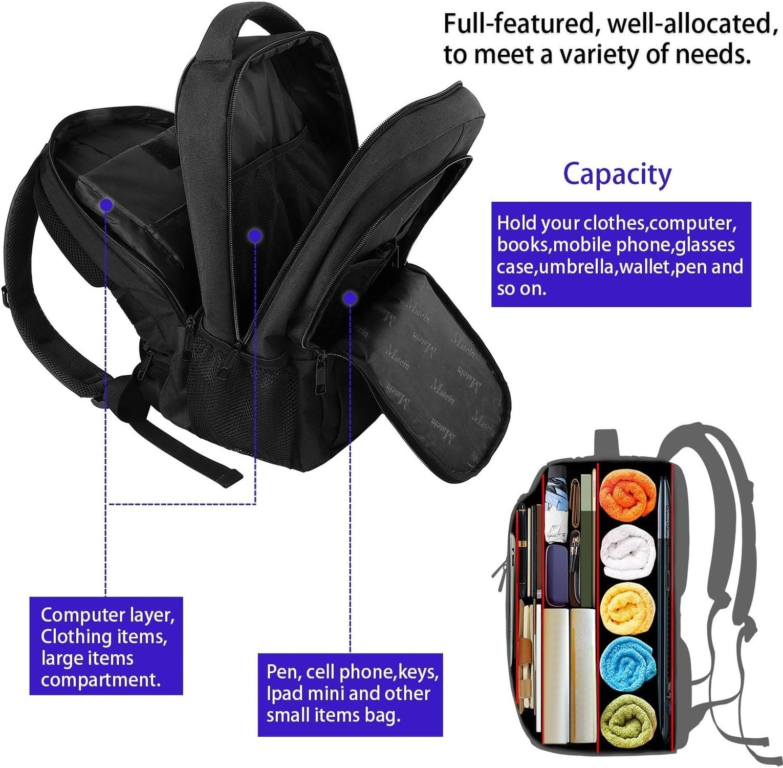 MATEIN Business Laptop Backpack, 15.6 Inch Travel Work Bag for Men Women | Wa…