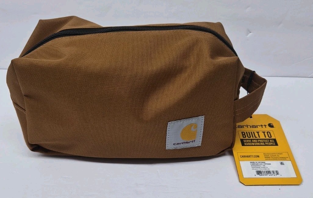 New! Carhartt Brown Duck Travel Bag CA0555 Toiletries Tough Rain Defender