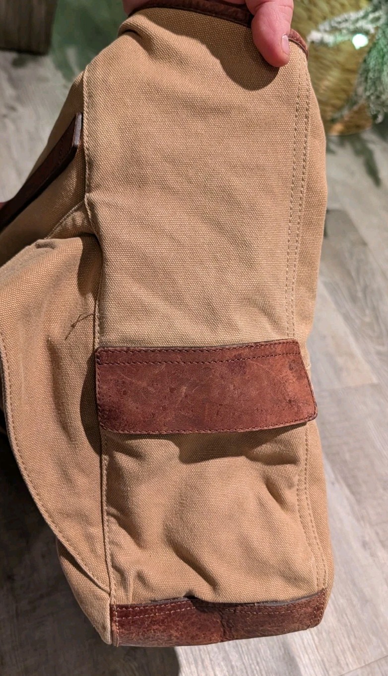 J Crew Dry Goods Abingdon Canvas Messenger Bag Cotton Leather Trim Shoulder Bag
