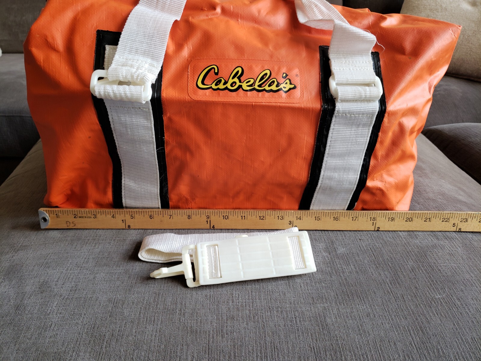Vintage RARE! Cabela’s Large Orange Waterproof Duffle Bag Hunting Fishing GREAT!