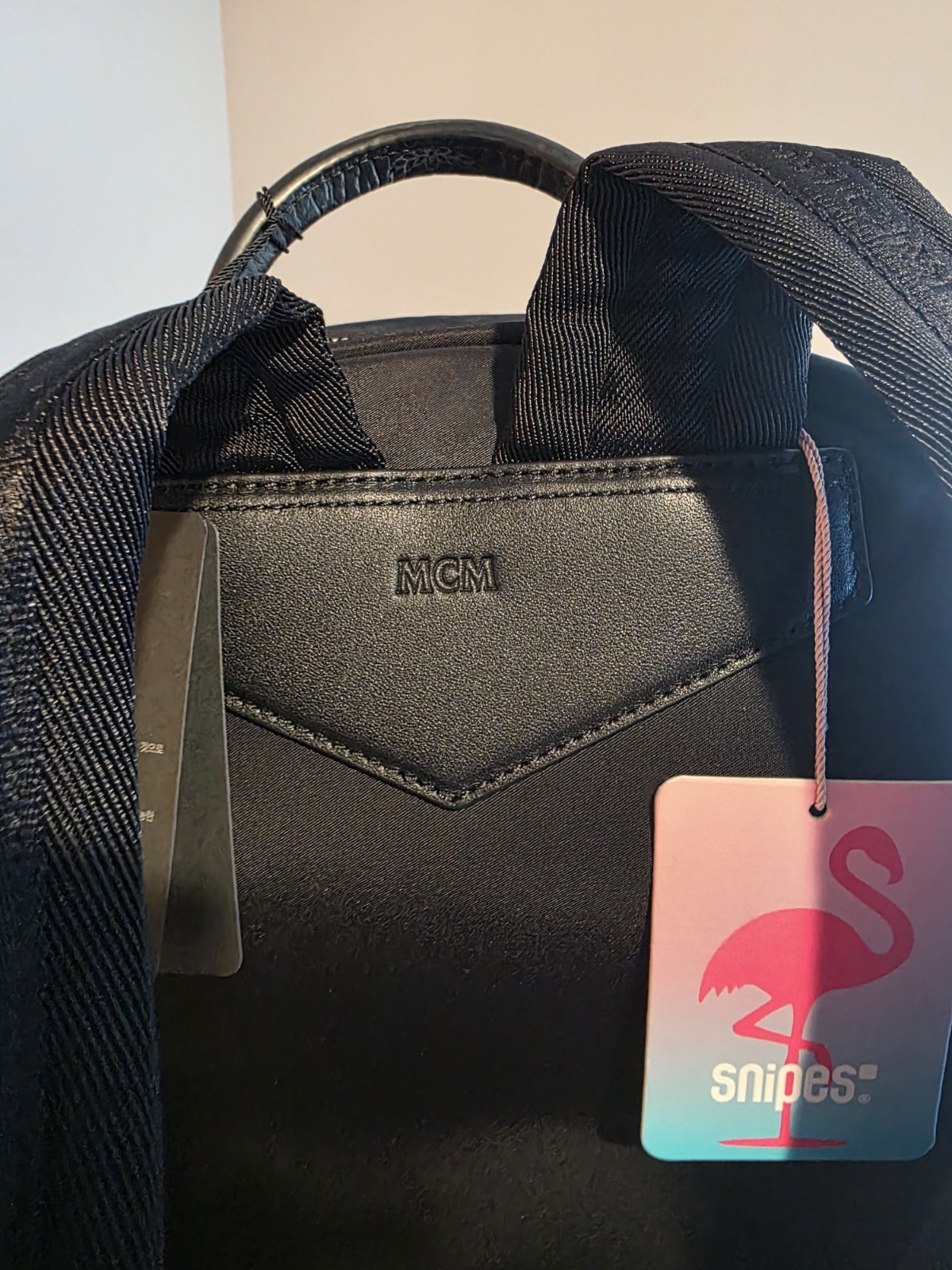 MCM Medium Stark Black Blue Red Pink Nylon Leather Backpack