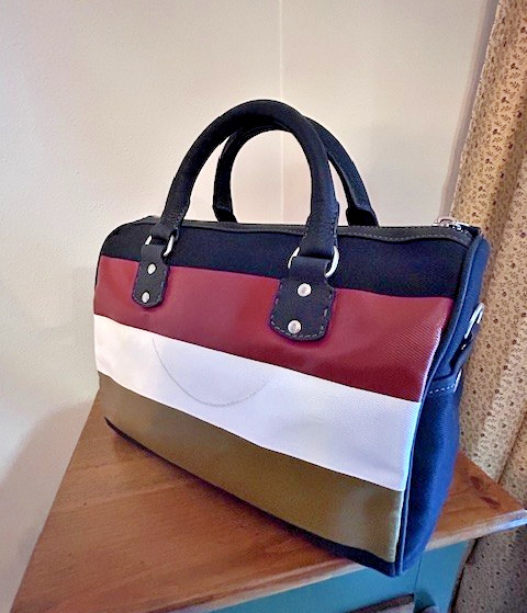 New Authentic Ghurka Black Web Stripe Canvas Leather Satchel handbag $1,395