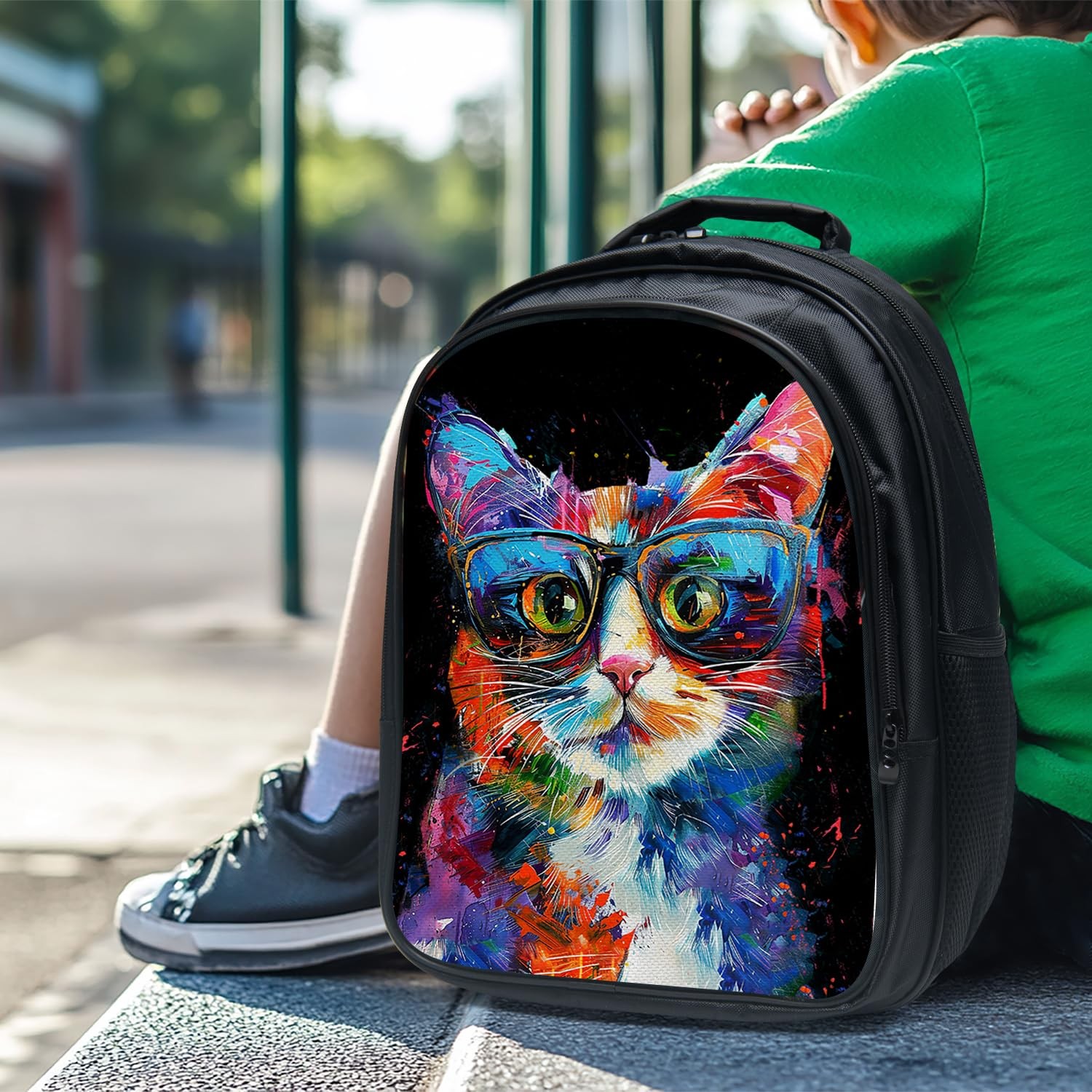 Cat School Backpack for Teens Kids Kindergarten Elementary Middle School 3-Pc…
