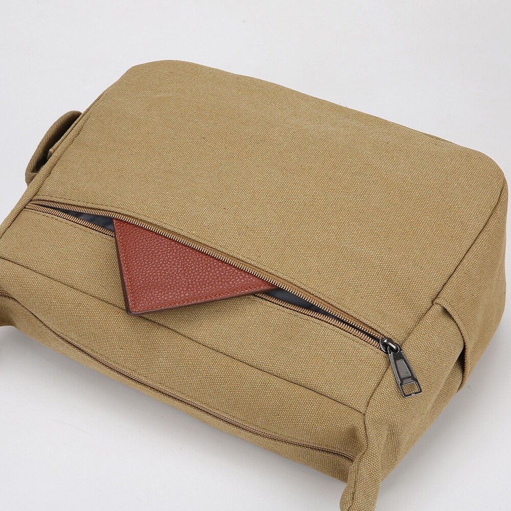 Men Vintage Canvas Crossbody Bag Multi Pocket Messenger Shoulder Bag Work Travel