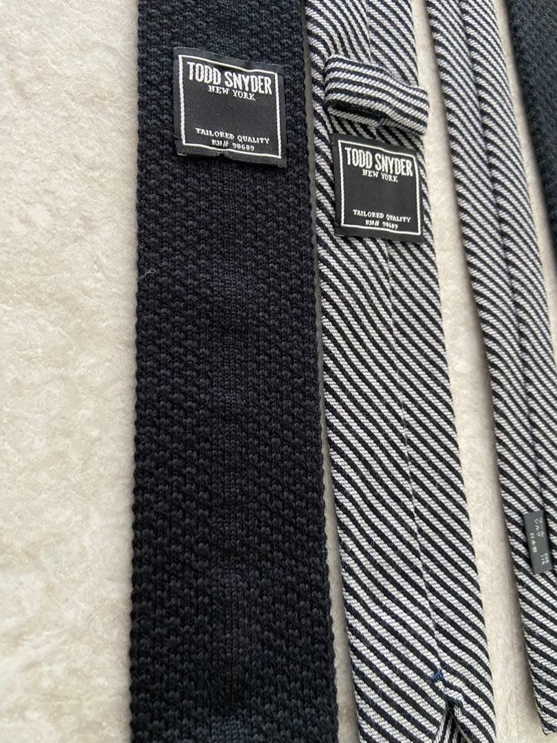 TODD SNYDER Striped Tie – Black Knit – Made in Japan