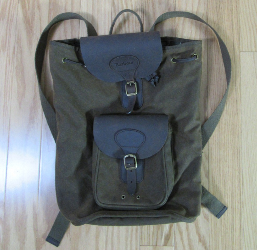 Vintage Barbour Small Waxed Knapsack Tartan Lined