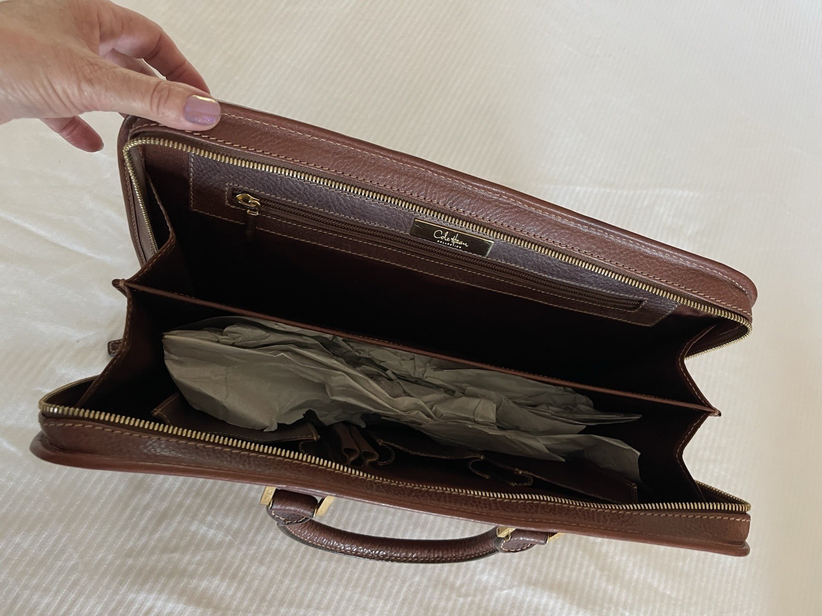 Cole Haan Collection Special Edition Drop Handle Laptop Clutch,saddle Tan, Mens
