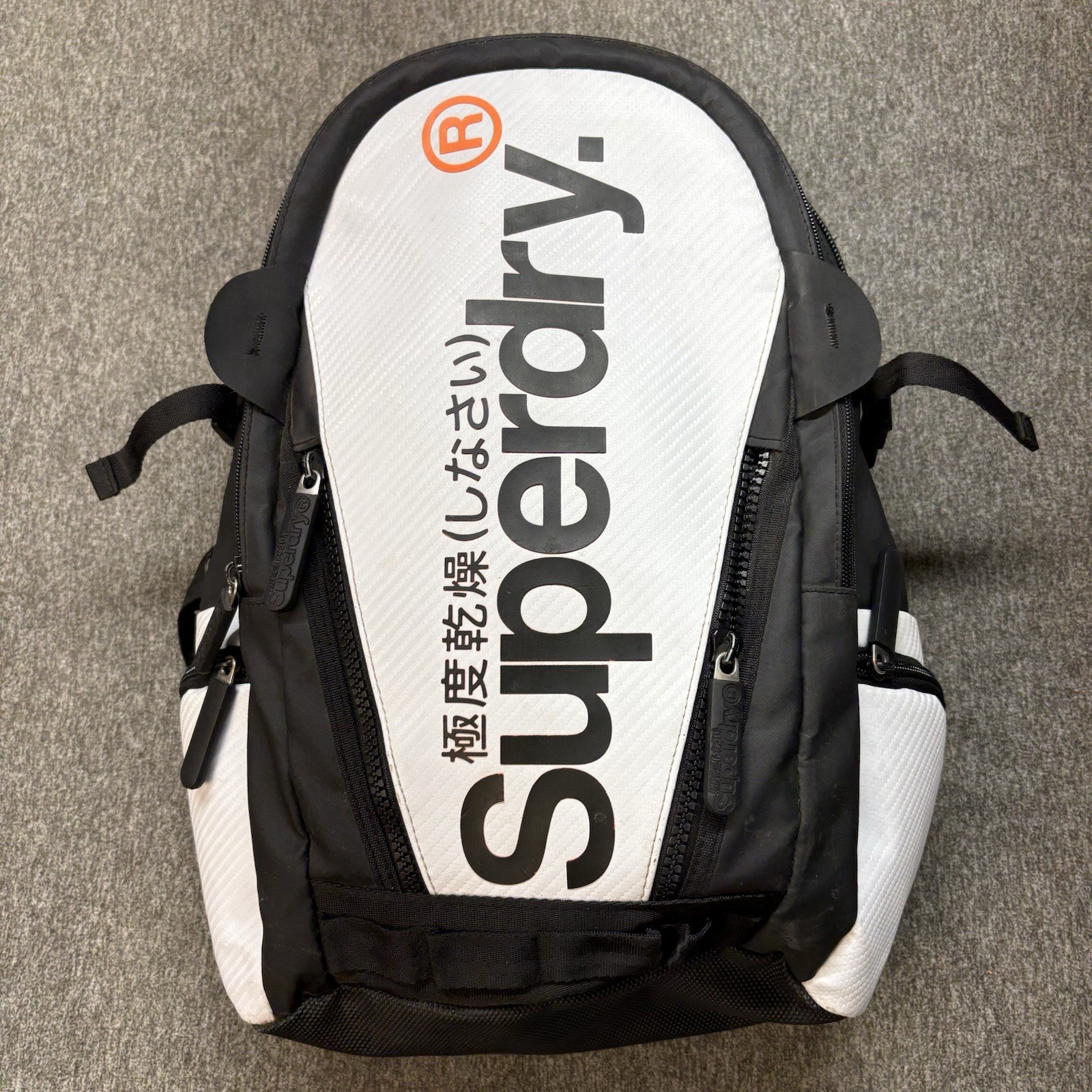 Superdry White Tarp Tech Backpack Travel Sport School Laptop Bag 21L Water Zip