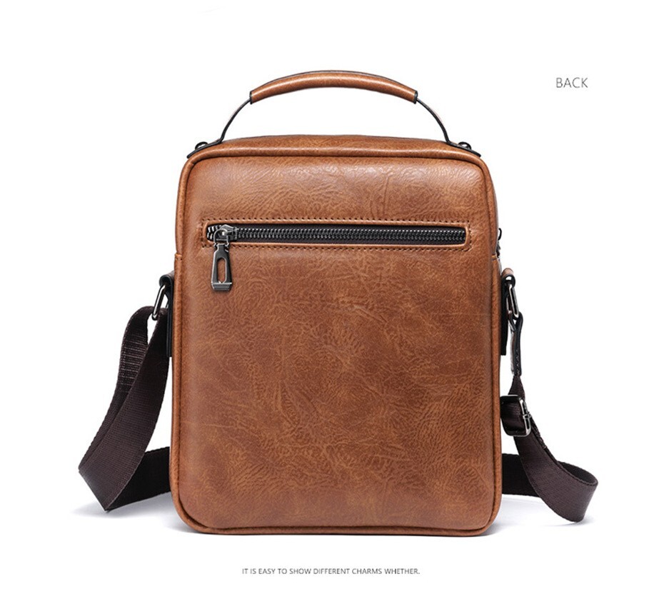 WEIXIER Men Crossbody Bag Vintage Handbag Large Capacity PU Leather Shoulder Bag