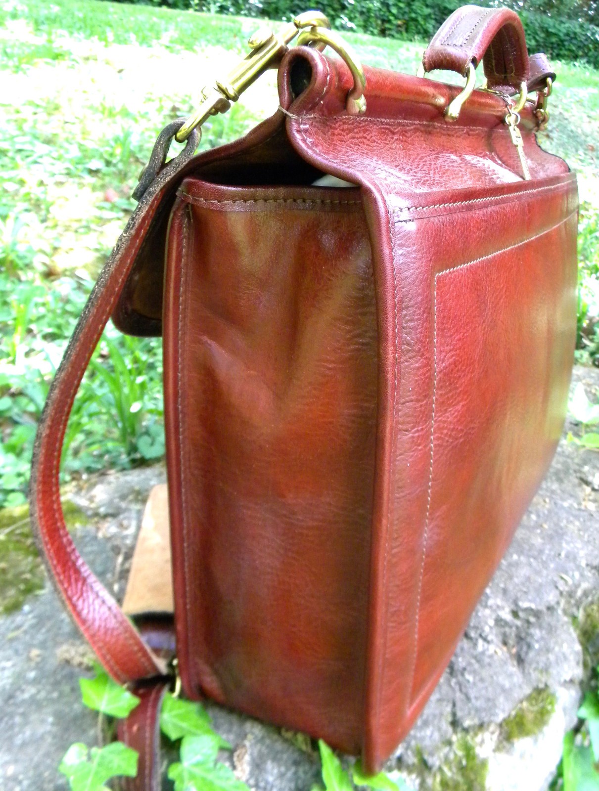 Vintage Jack Georges Leather Cognac Tuscany Executive Briefcase Messanger Bag
